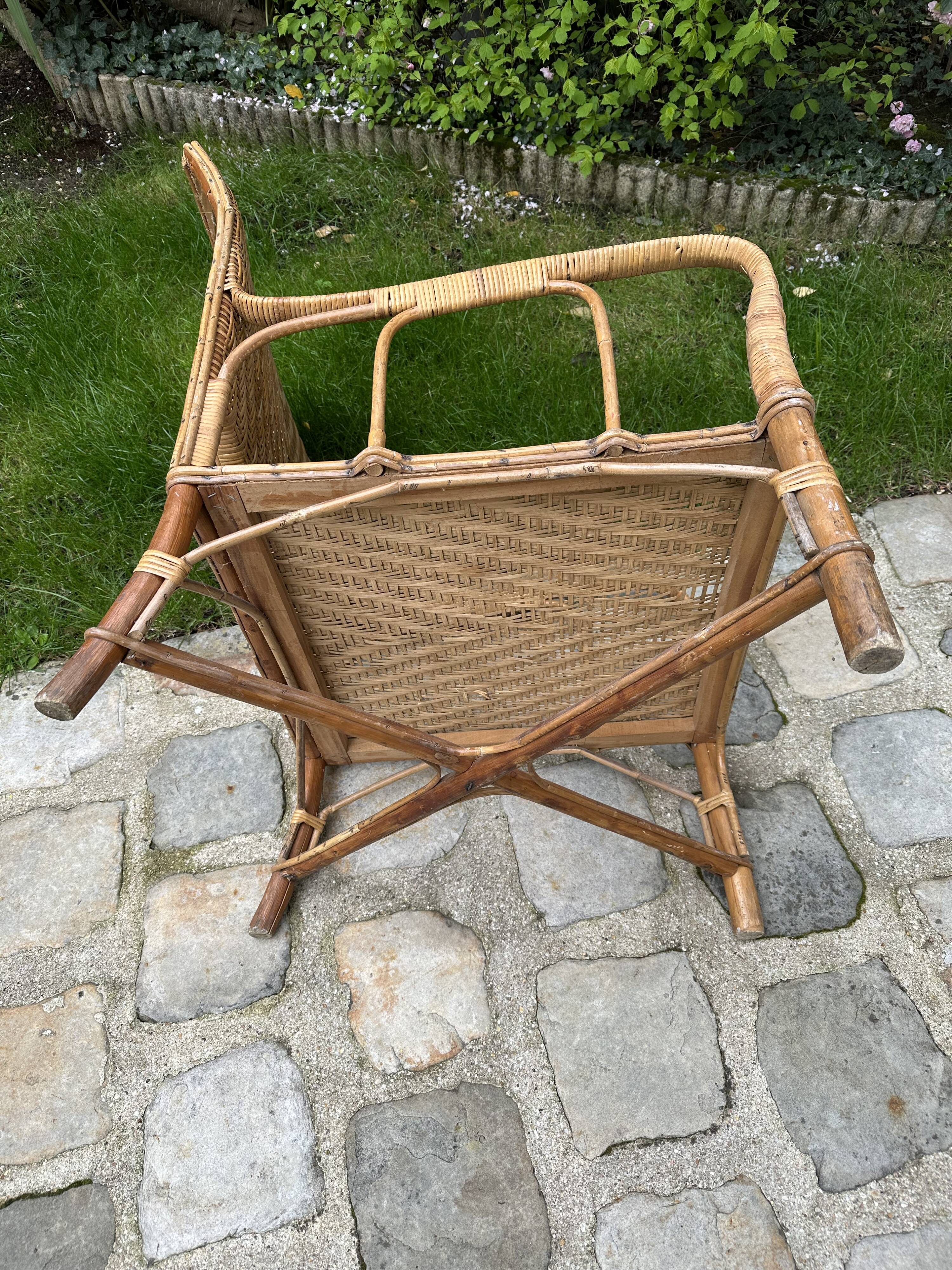 Vintage rattan and wicker armchair