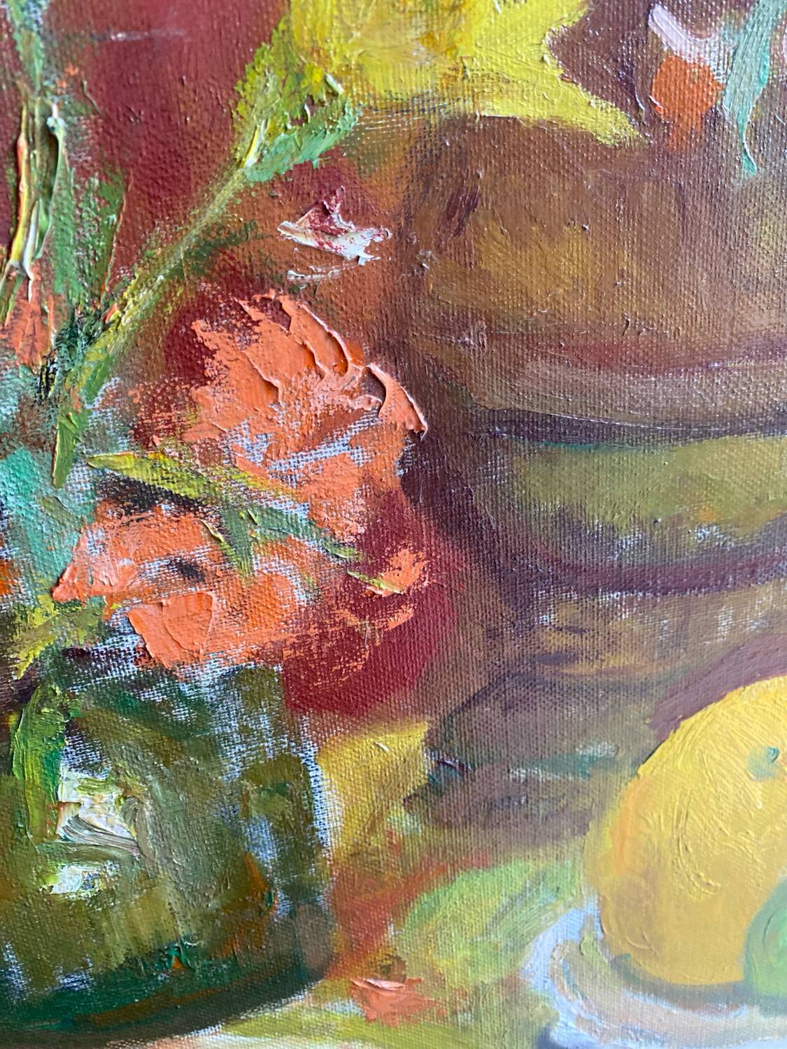 Old oil painting still life