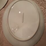 2 anciens plats de service ovales en porcelaine blanche 34cm, fin 19e