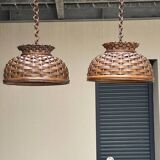 Pair of rattan ceiling lights