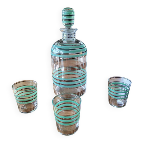 Carafe art déco et 3 verres — Beyit