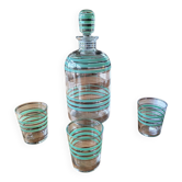 Art Deco carafe and 3 glasses