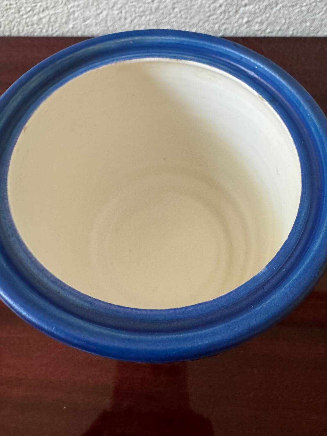 Blue ceramic flowerpot from the 60s