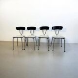 Set of 4 vintage formica chairs with chrome structure