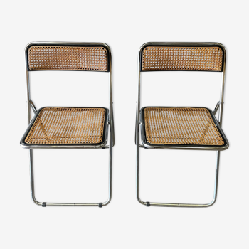 Pair of canned folding chairs