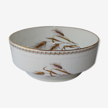 Saladier  motif blés - liseré or - pl -porcelaine vintage