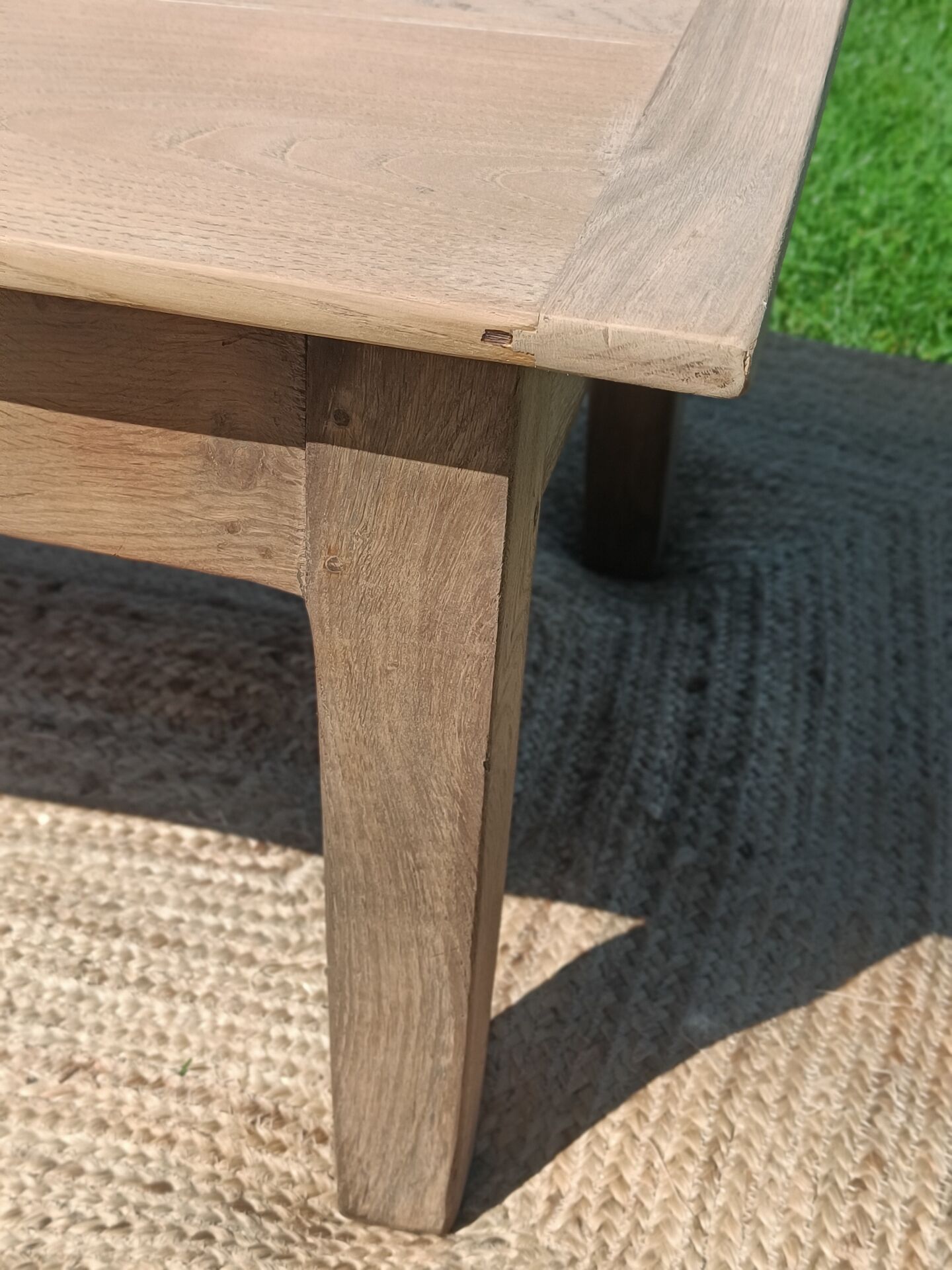 Large restored antique coffee table in solid oak.