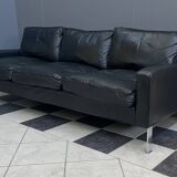 black leather Tecta -seat sofa by Hans Konecke 1960s