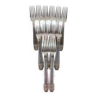 12 silver metal table forks, Monaco Grand Prix model.