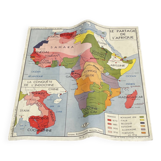 Old double-sided school geographic map, Rossignol edition