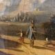 Oil on canvas "Animated landscape" wooden frame and gilded stucco 19th century