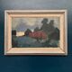 Original Swedish Oil on Canvas – “Red Barn” by Arne Aspelin – Signed – Vintage & Framed – 70 × 50 cm (27.6" × 19.7")