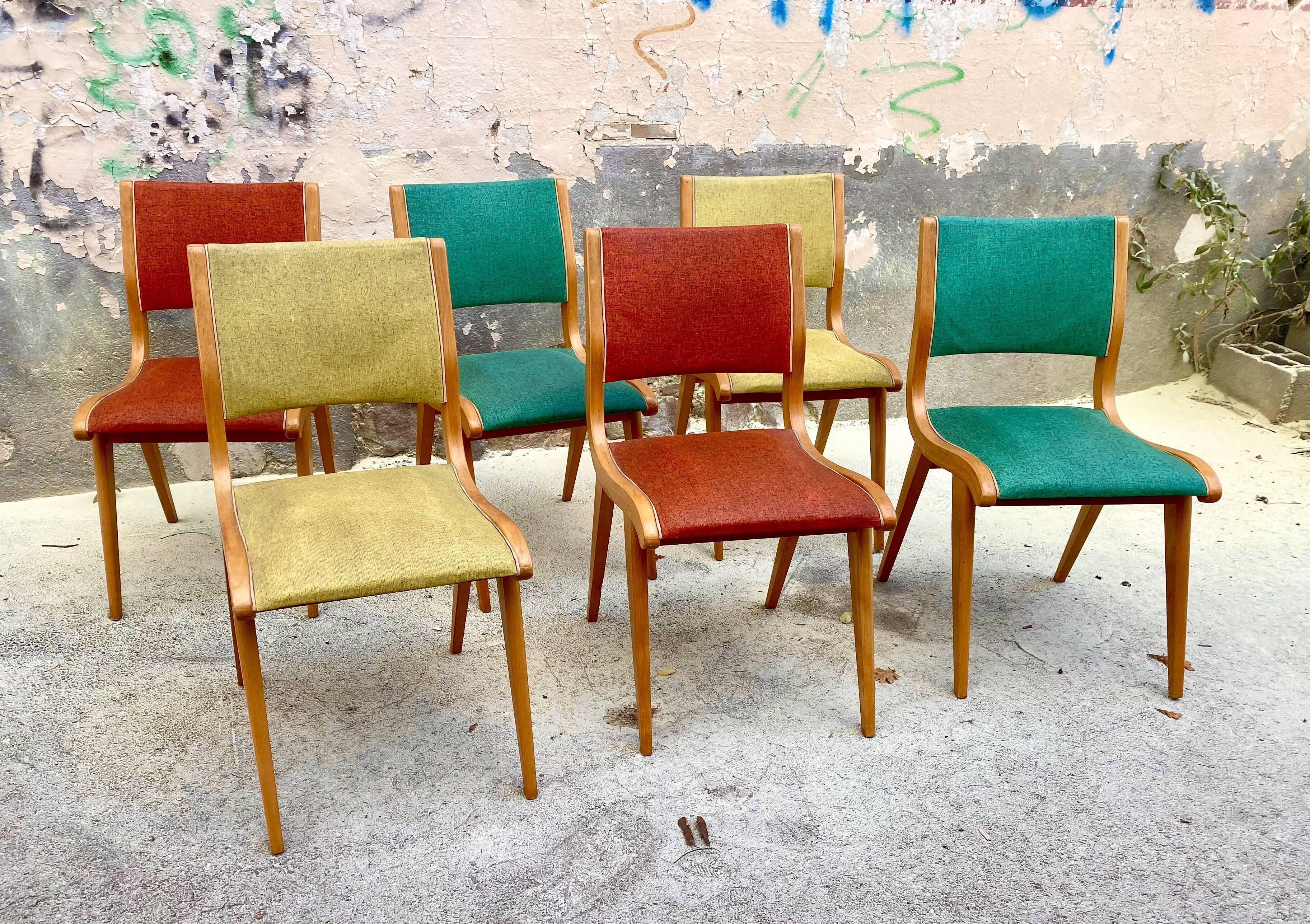 Suite of 6 chairs 70s