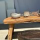 Coffee table in blond teak quadripod