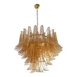 Contemporary Clear and Gold “Petali-Selle” Murano Glass Chandelier