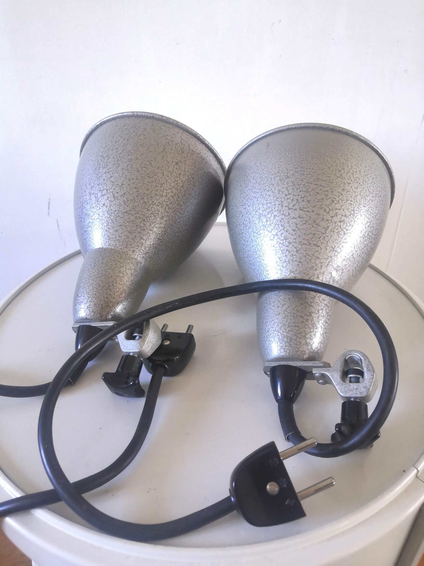 Pair of industrial lamps design 60s