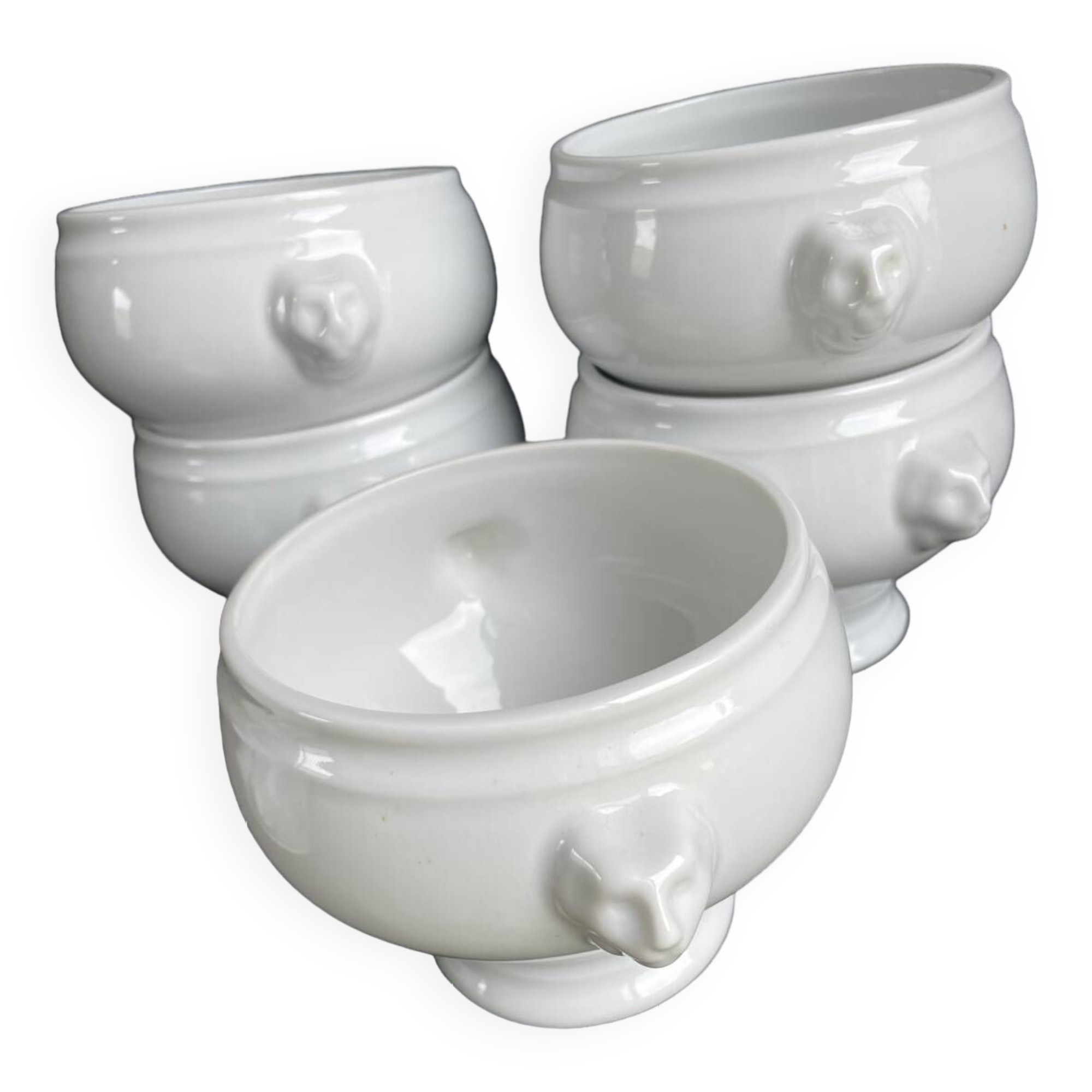 6 porcelain lion head soup bowls