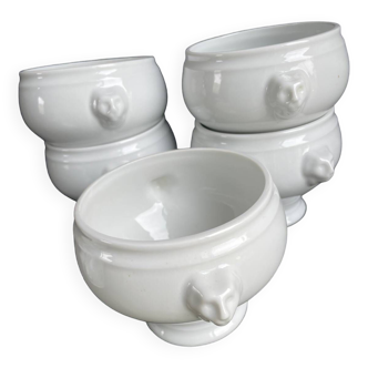6 porcelain lion head soup bowls