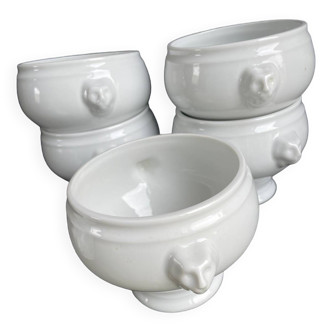 6 bols à soupe tête de lion porcelaine