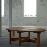 Large Danish mid-century modern dining table in pine, Tage Poulsen, 1970s.