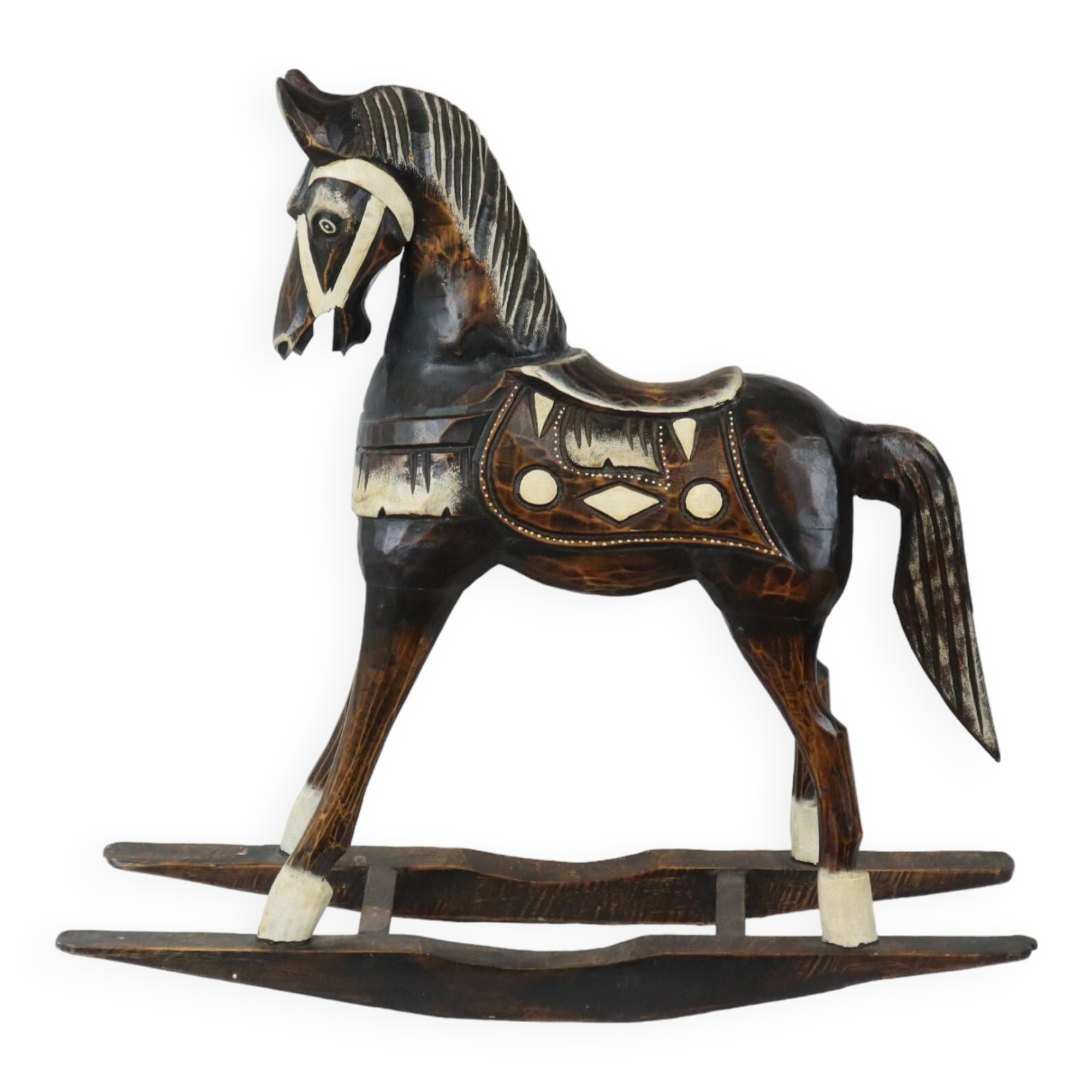 Vintage French Rocking Horse Seesaw Rocking Horse Wood 1970s