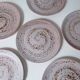 Set de 6 assiettes plates en grès beige rose vintage 23,8 cm