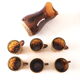 Amber glass and rattan service