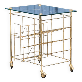 Side table, rolling trolley, vintage vinyl door