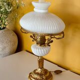 Table lamp in opaline glass, gilded bronze with fine gold