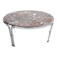 Table basse vintage en marbre rouge et chrome des années 1970