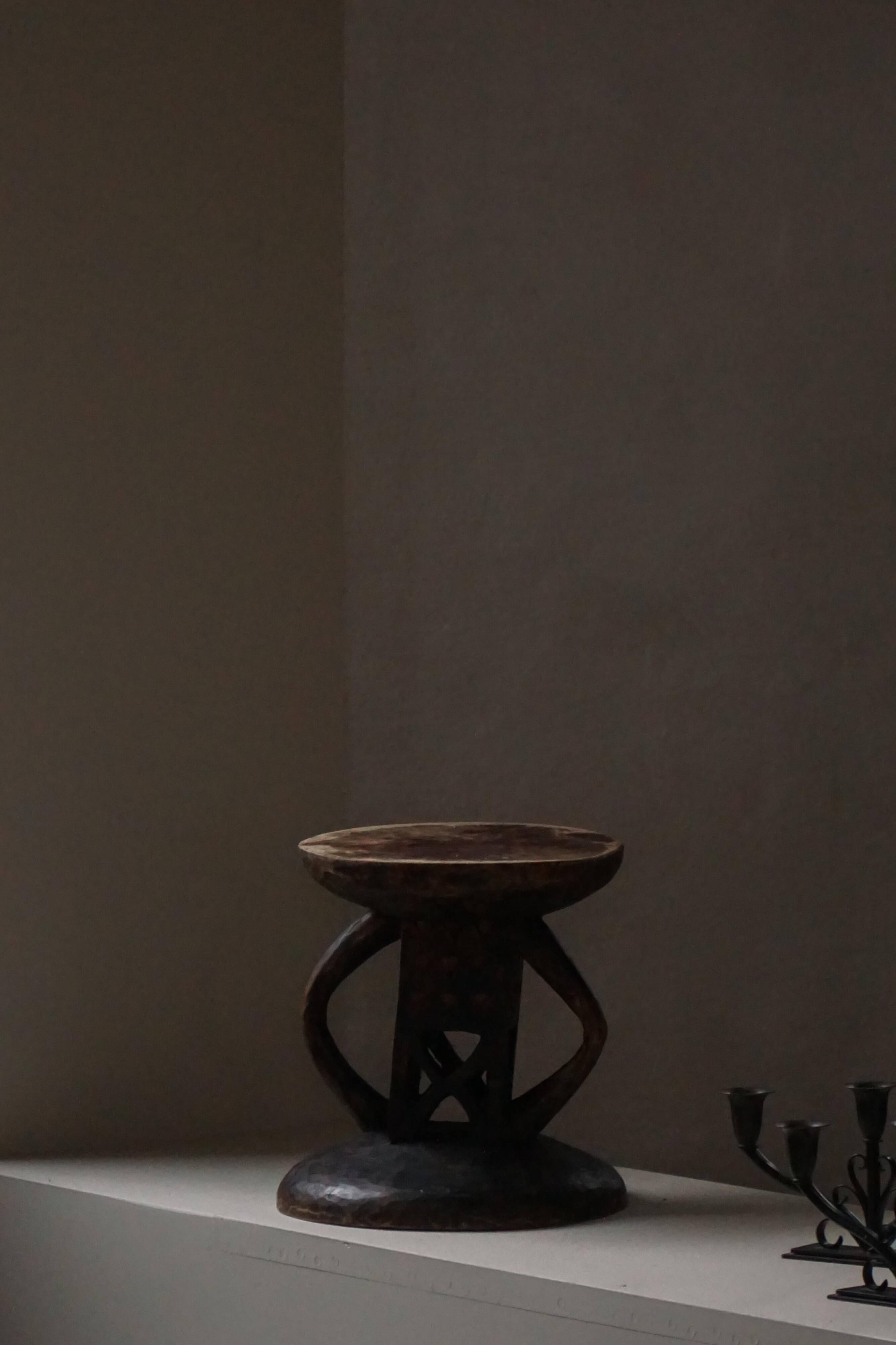 Hardwood stool Tonga (Batonga) carved with geometric patterns, 20th century, 1960s.