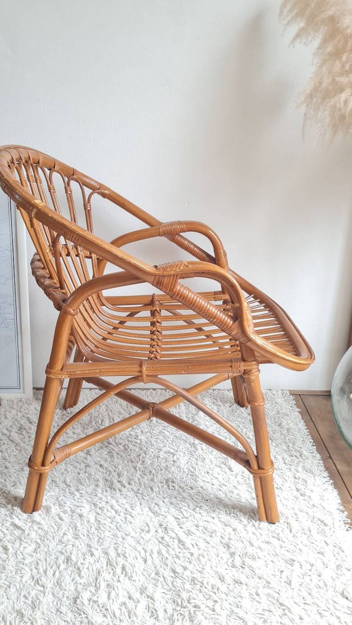 Paire de fauteuils en rotin vintage circa années 70