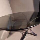 Modernist design table tray smoked glass and chrome base