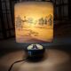Ceramic lamp, Montclus art workshop, silk lampshade, hand painted