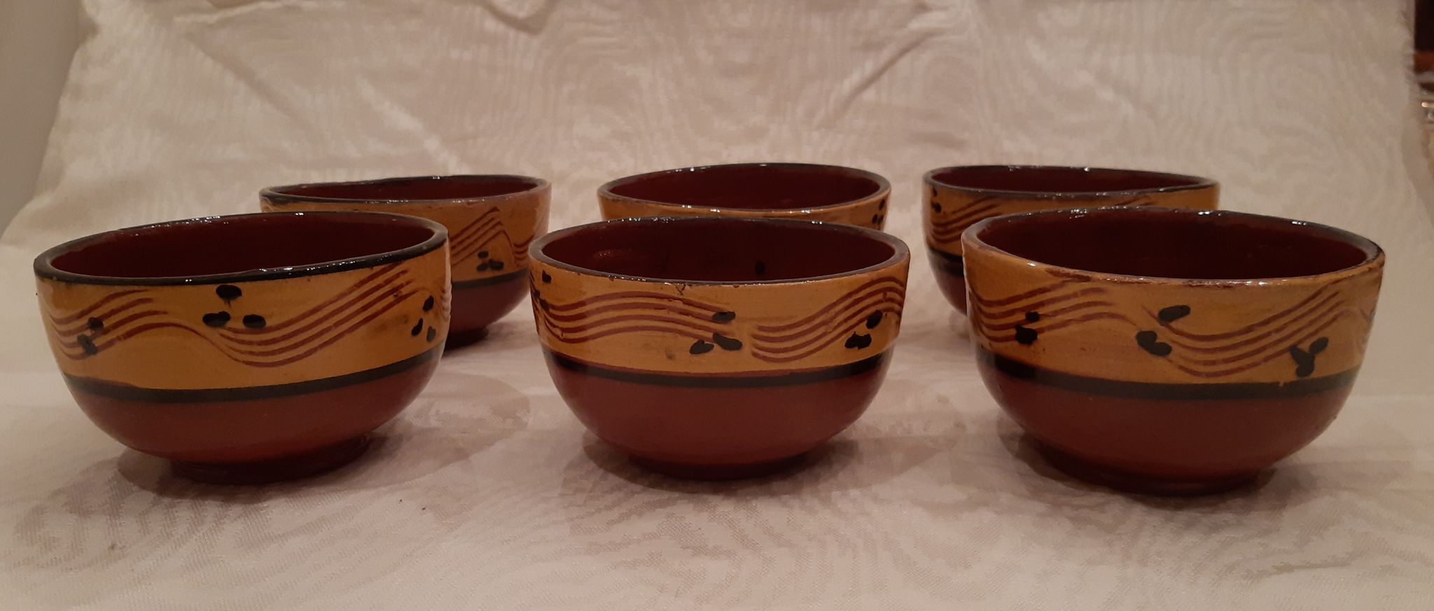 Lot of six terracotta ramekins glazed diameter 11cm TBE