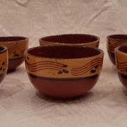 Lot of six terracotta ramekins glazed diameter 11cm TBE