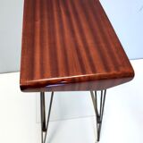 Vintage tv stand/ side table with an ebonized beech top and an iron frame, italy