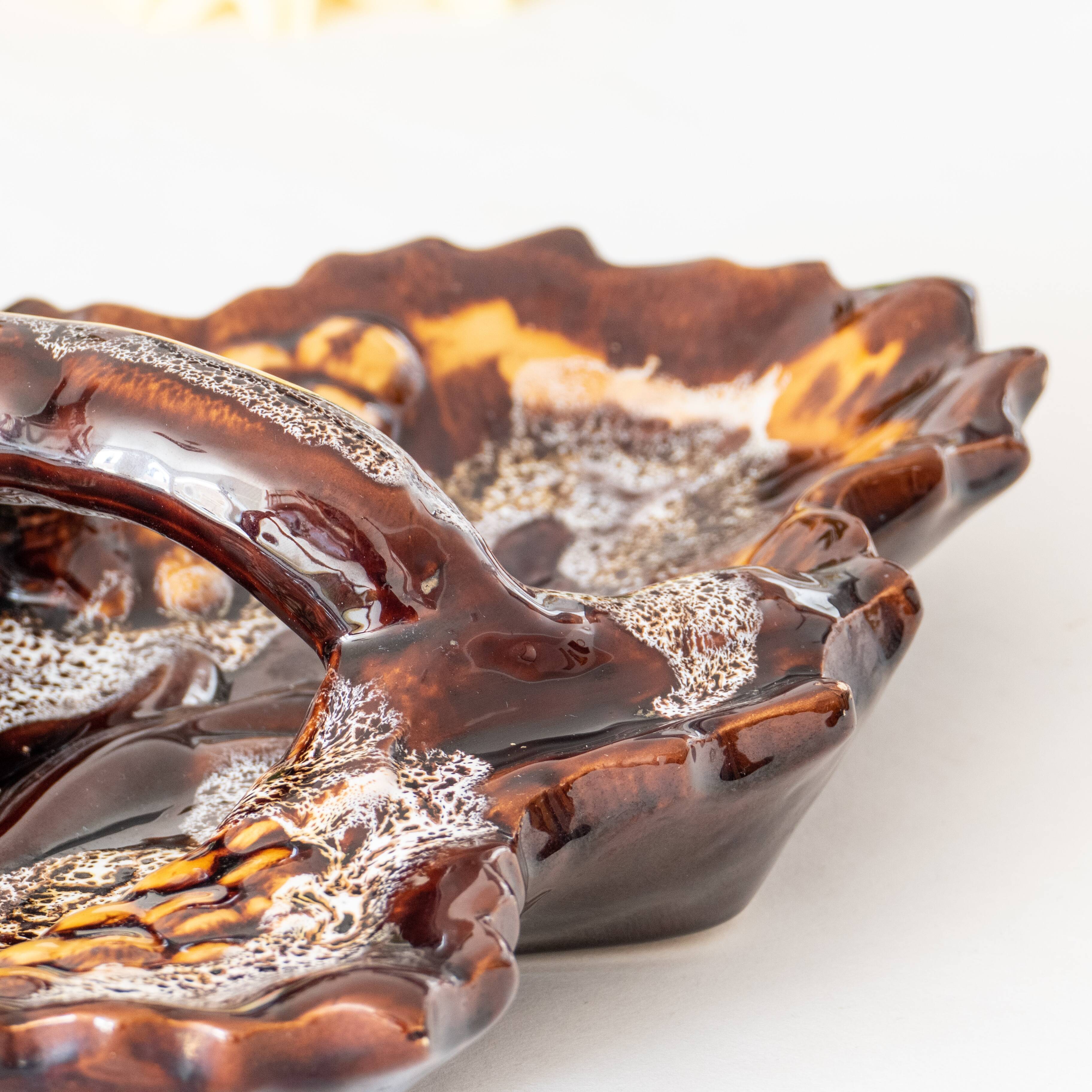 Large old Vallauris bowl with handle