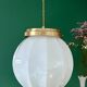 XL vintage globe pendant light in white opaline glass