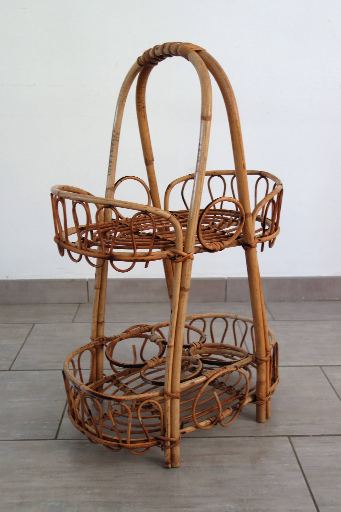 1960s rattan bar cabinet