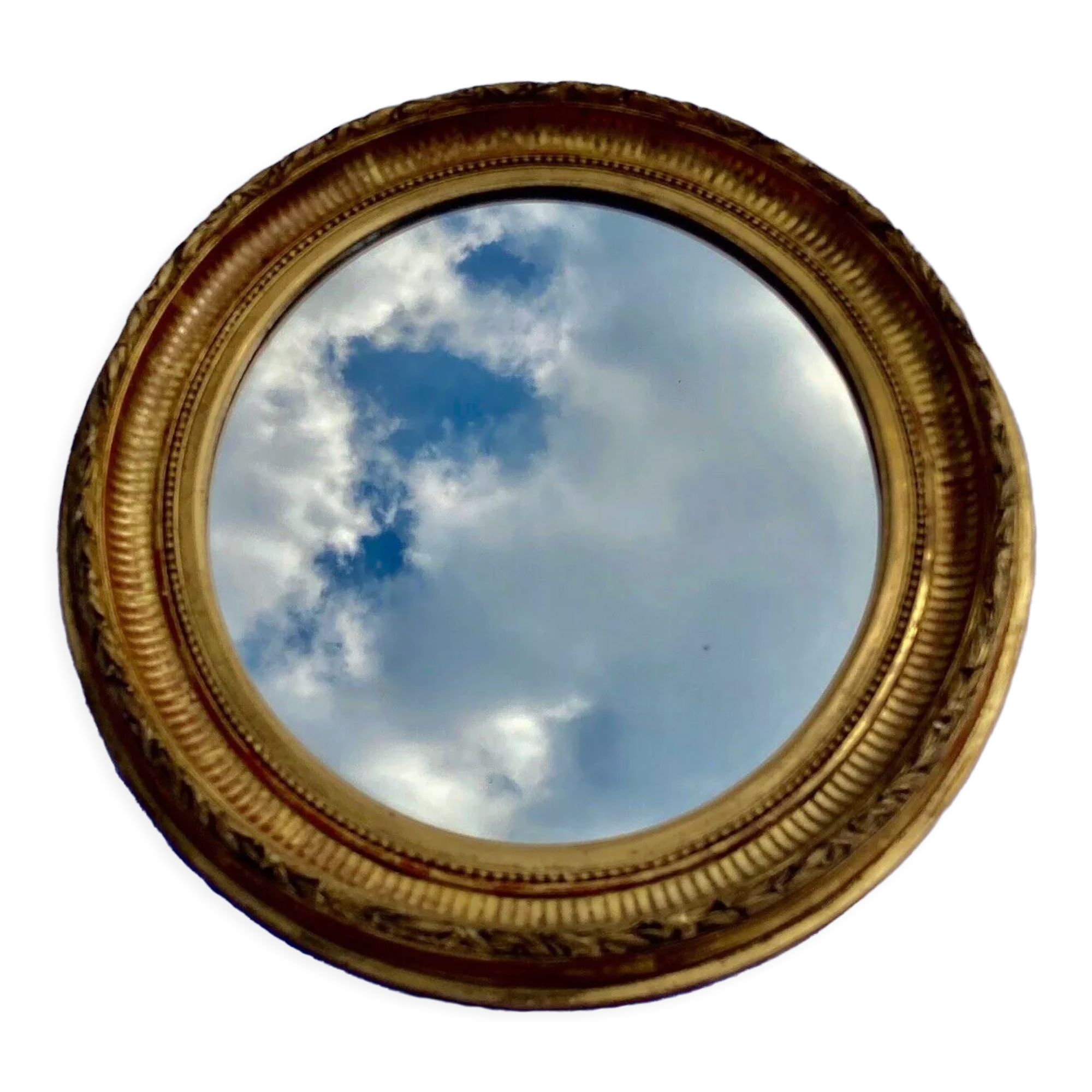 Old Oval Wall Mirror in Gilded Wood late nineteenth early twentieth