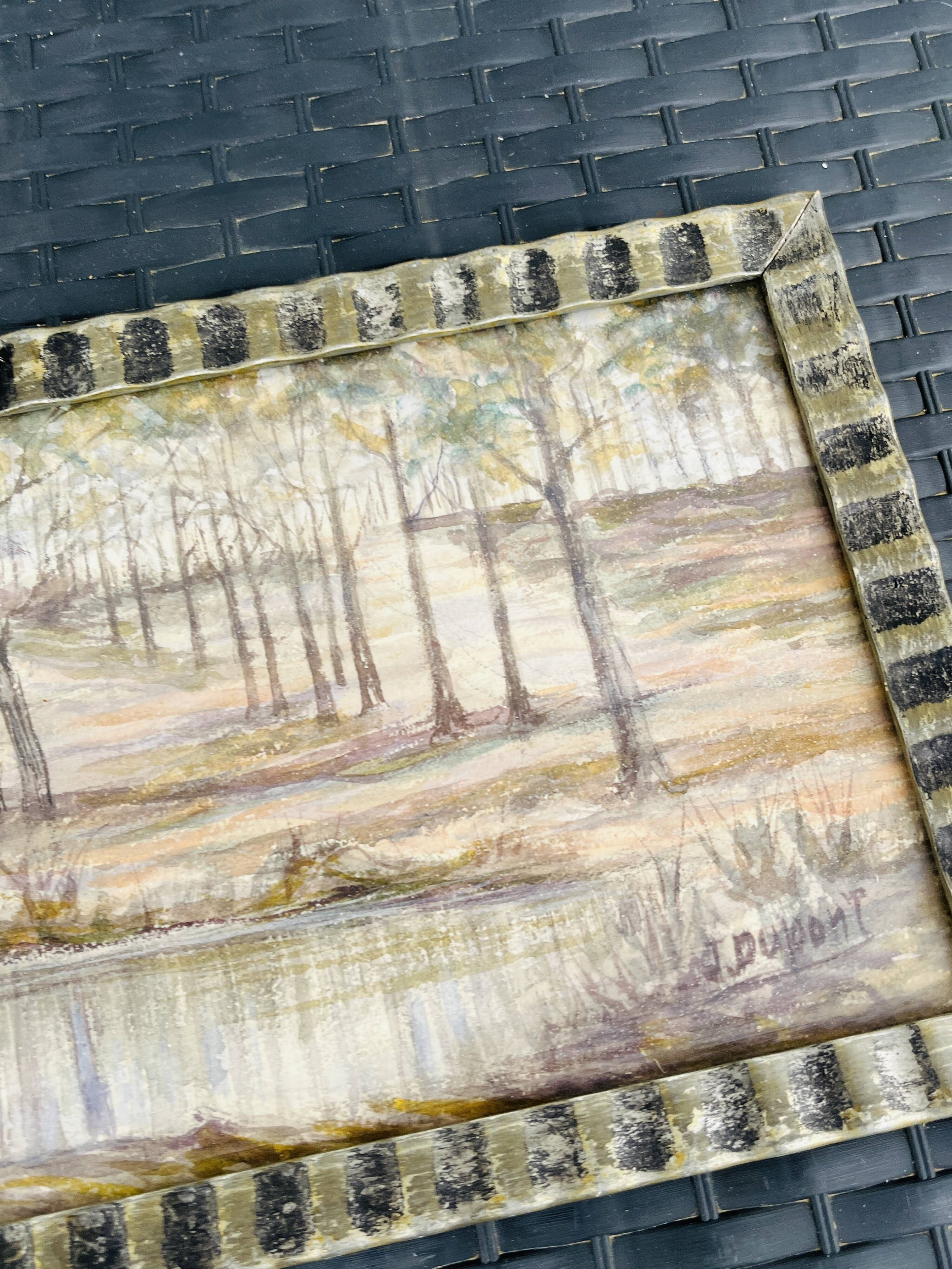 Belgian watercolour Pond in the forest near Chevetogne signed J. Dupont