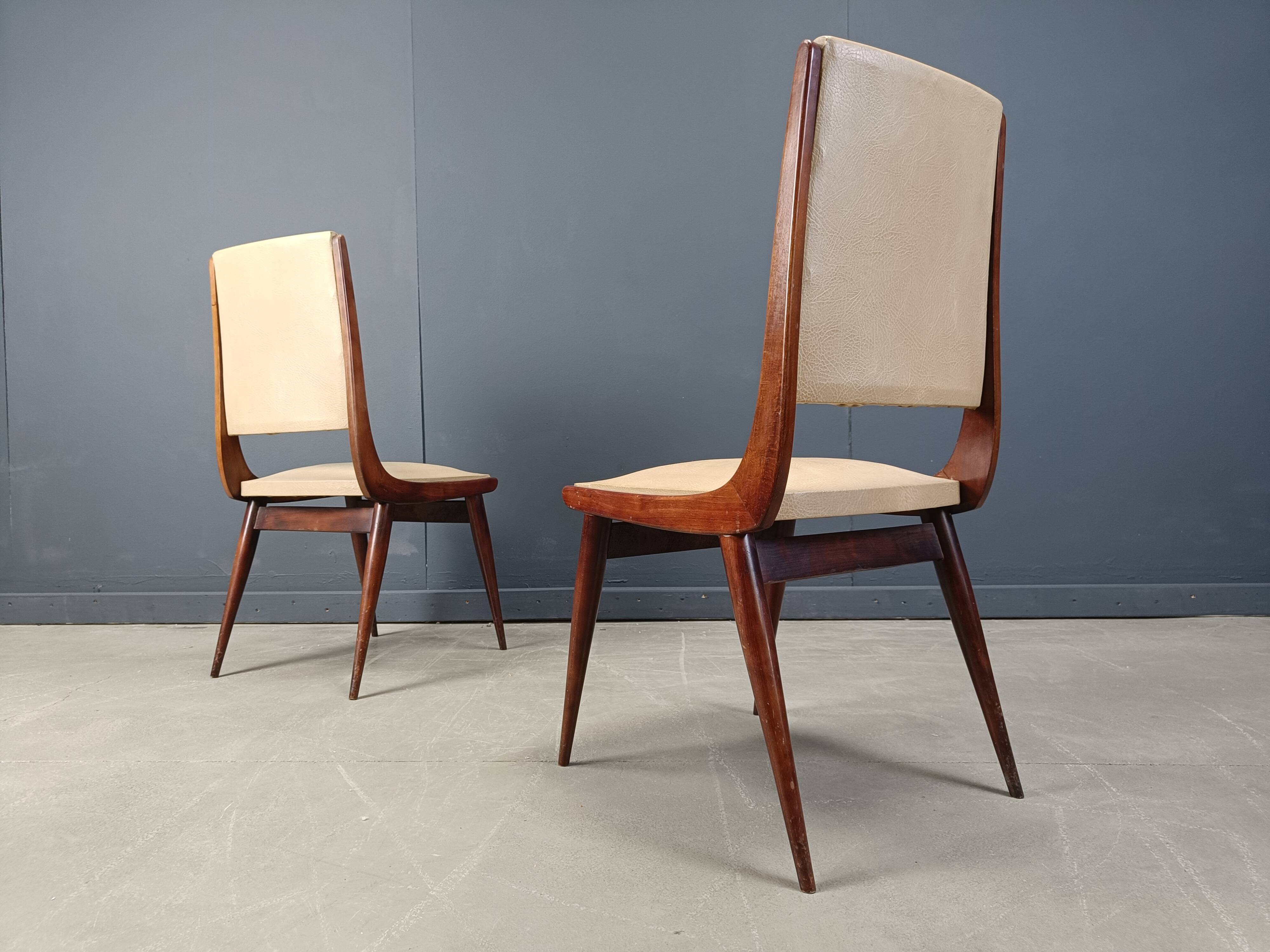 Set of 6 mid century italian dining chairs, 1950s - set of 6