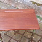 Pair of 1960s tables in tubular metal and solid teak