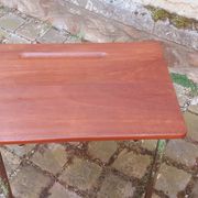 Pair of 1960s tables in tubular metal and solid teak