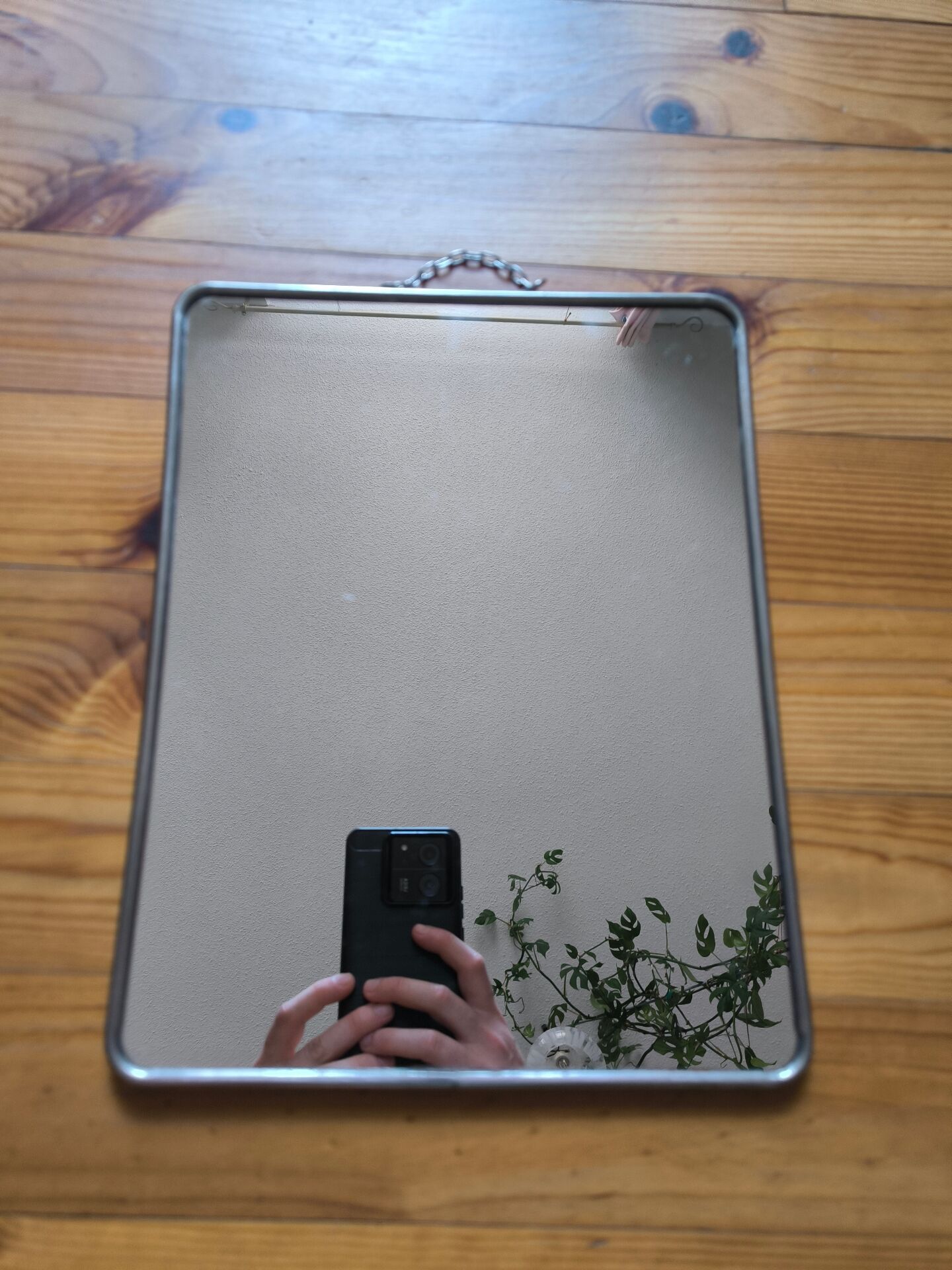Vintage hanging barber mirror stainless steel