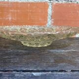 Coupe À Fruits Plat Ancien Verre Moulé & Taillé Vintage