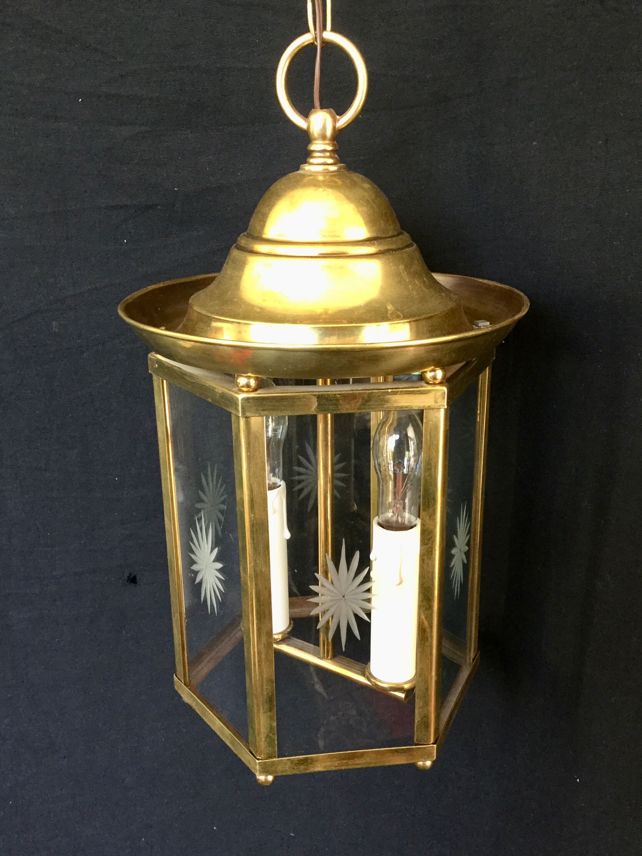 Lantern 2 lights in bronze and brass