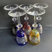 Josephinenhütte - red wine glasses (5) - Art Nouveau - Cut and engraved Crystal Roemer