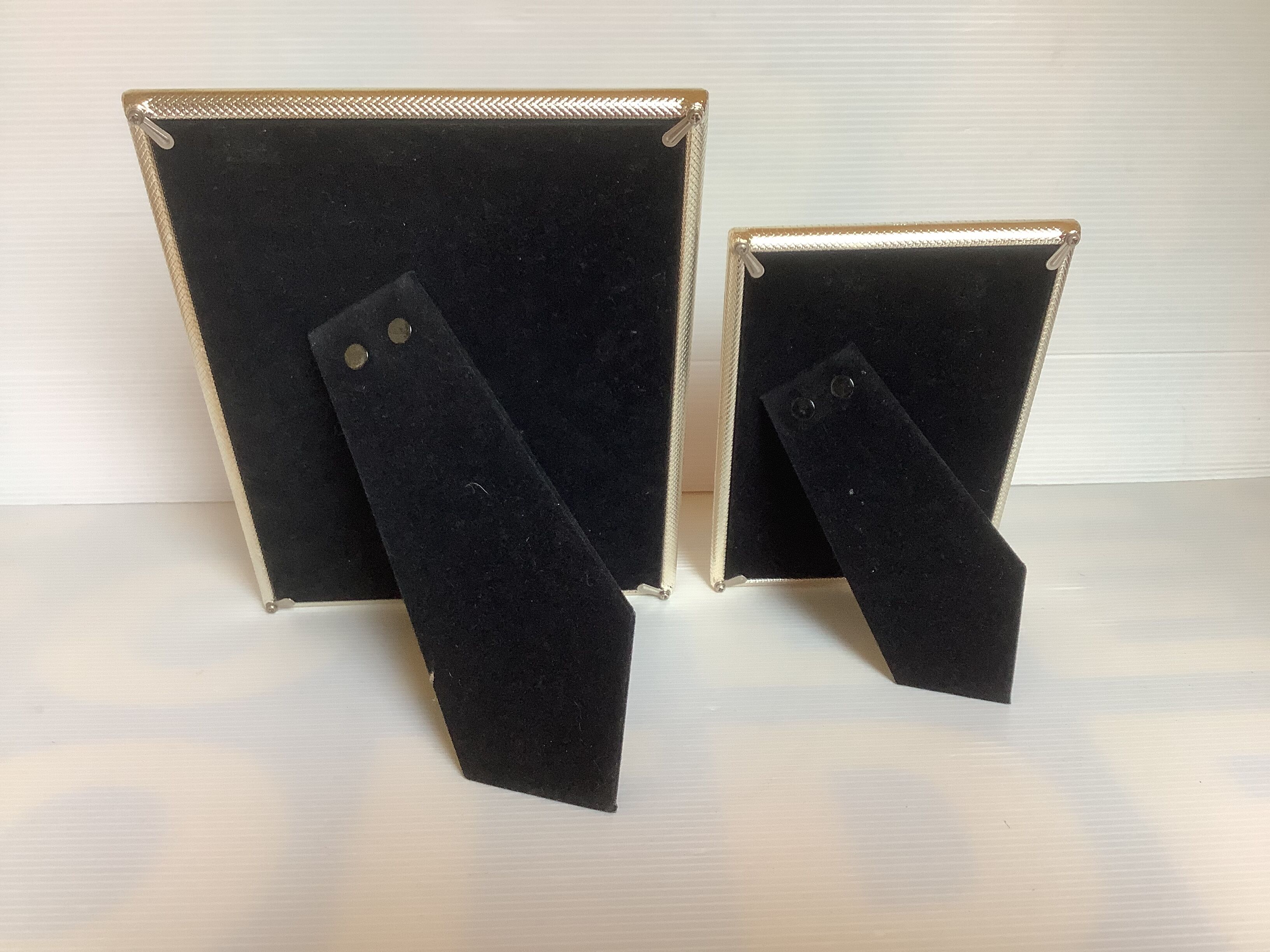 Pair of silver metal photo frames